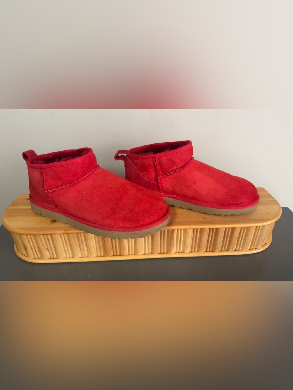 UGG Women's Classic Ultra Mini Boots in vibrant Ribbon Red